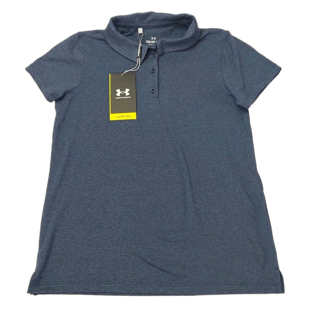Under Armour‎ Golf Polo Shirt Youth Girls Medium NWT UPF 50 Navy